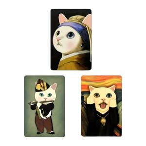 Fine Art Cat Magnet Set - Famous Painting Parodies with Cats (Set of 3)